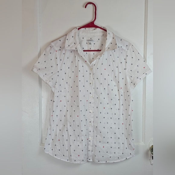 croft & barrow Tops - Croft and Barrow Red White and Blue Cotton Nautical Coastal Blouse L
